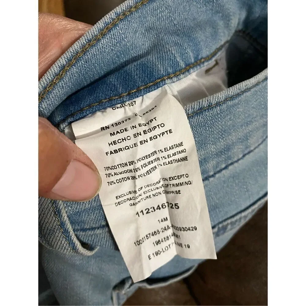 Lee 10 High Rise Relaxed Fit Light Wash Crop Blue Denim Jeans Size 14